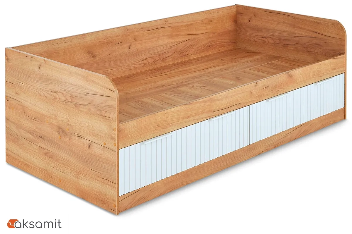 Кровать комбинированная Хилтон 90х200 Тип 1 (Дуб Крафт Золотой/Белый матовый)