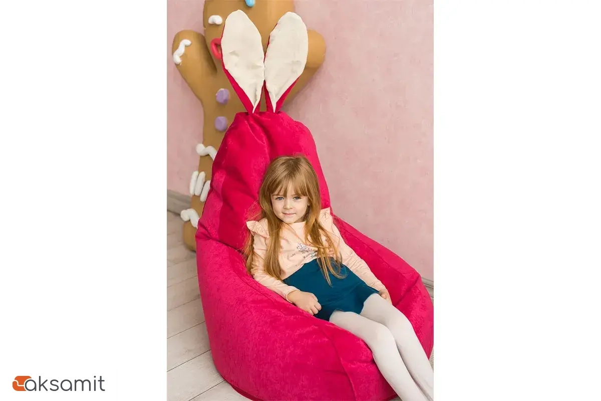 Кресло-мешок Зайчик (Микровельвет) Малиновый