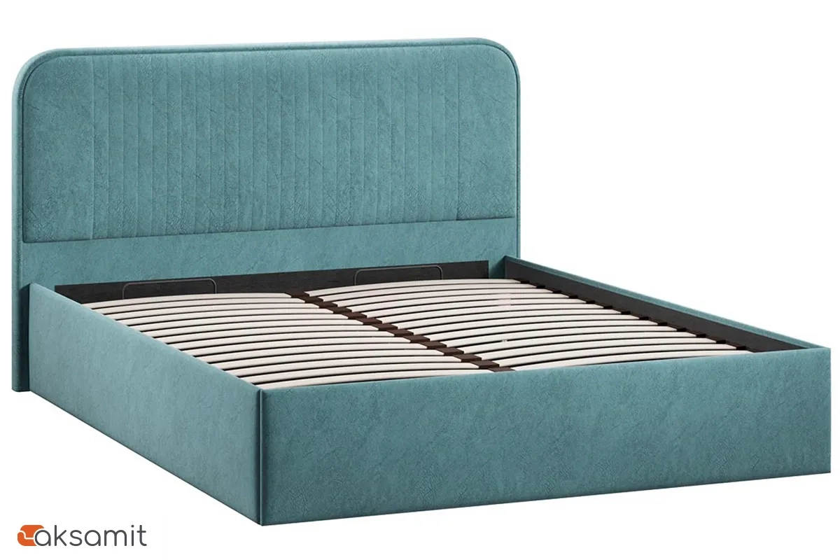 Кровать Тиффани Тип 1 с ПМ 160х200 (Микровелюр / Wellmart Indigo)