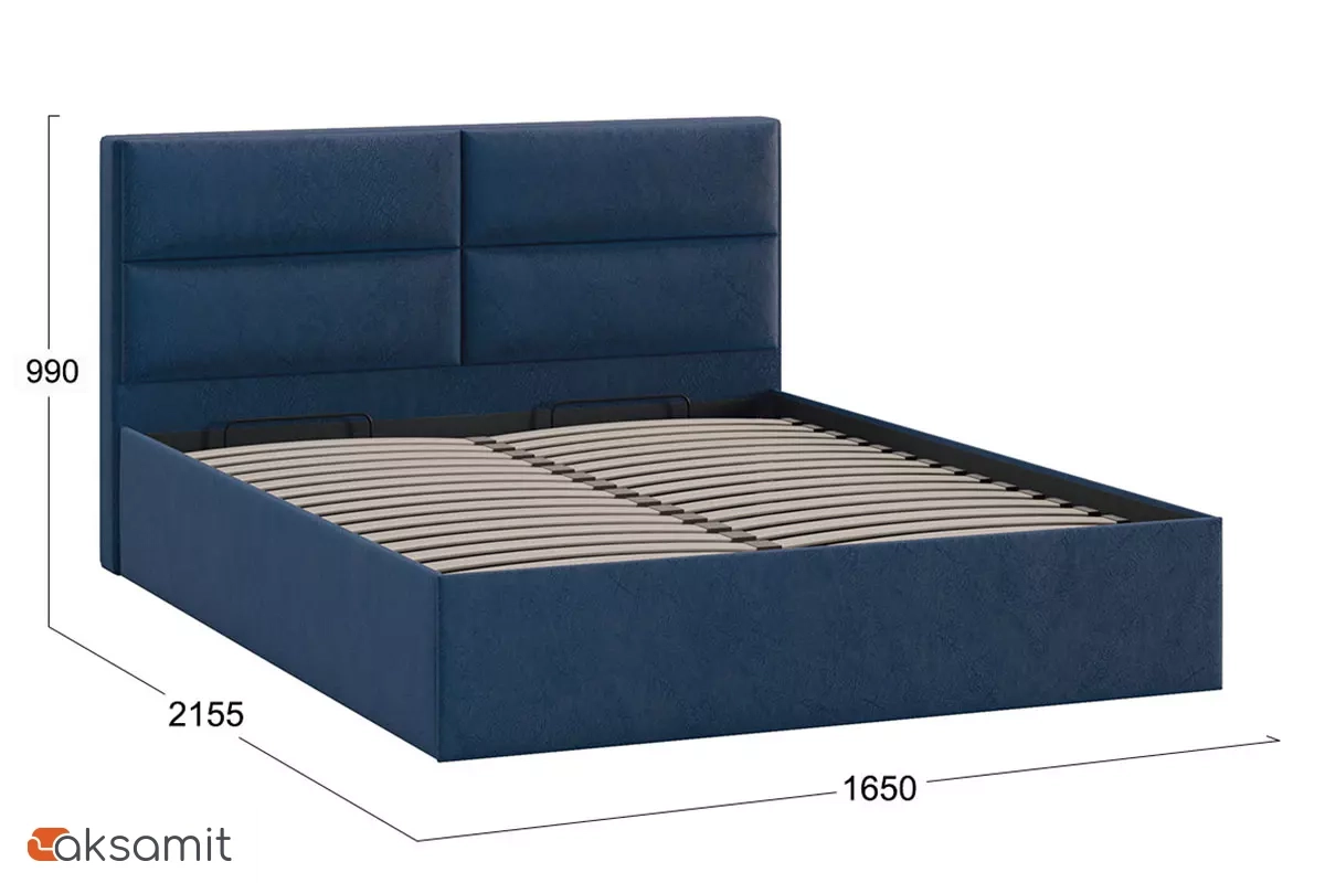 Кровать Глосс с ПМ Тип 1 без заглушины 160х200 (Микровелюр/Wellmart Blue)