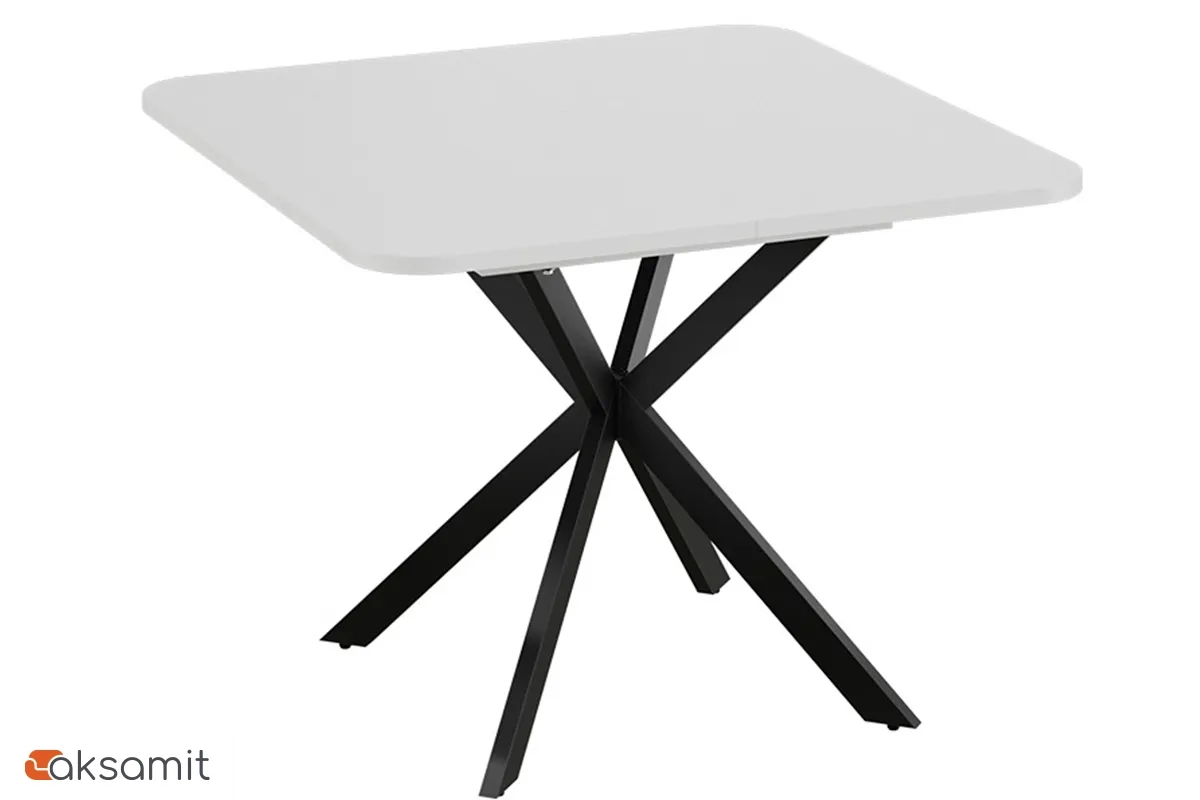 Стол обеденный Лиссабон раздвижной Тип 1 (Черный муар / Белый)