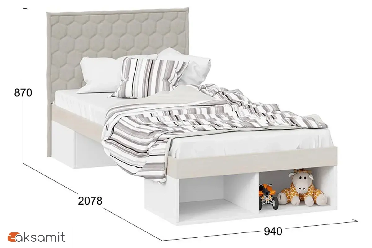 Кровать с мягкой спинкой Сканди СМ-386.12.003 (Дуб Гарден/Белая/Jercy cream) Кровать с мягкой спинкой Сканди СМ-386.12.003 (Дуб Гарден/Белая/Jercy cream)
