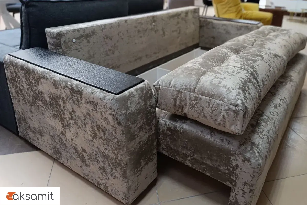 Диван-кровать Бали 4 ДК (Plush latte / Накладки венге) 5 кат.