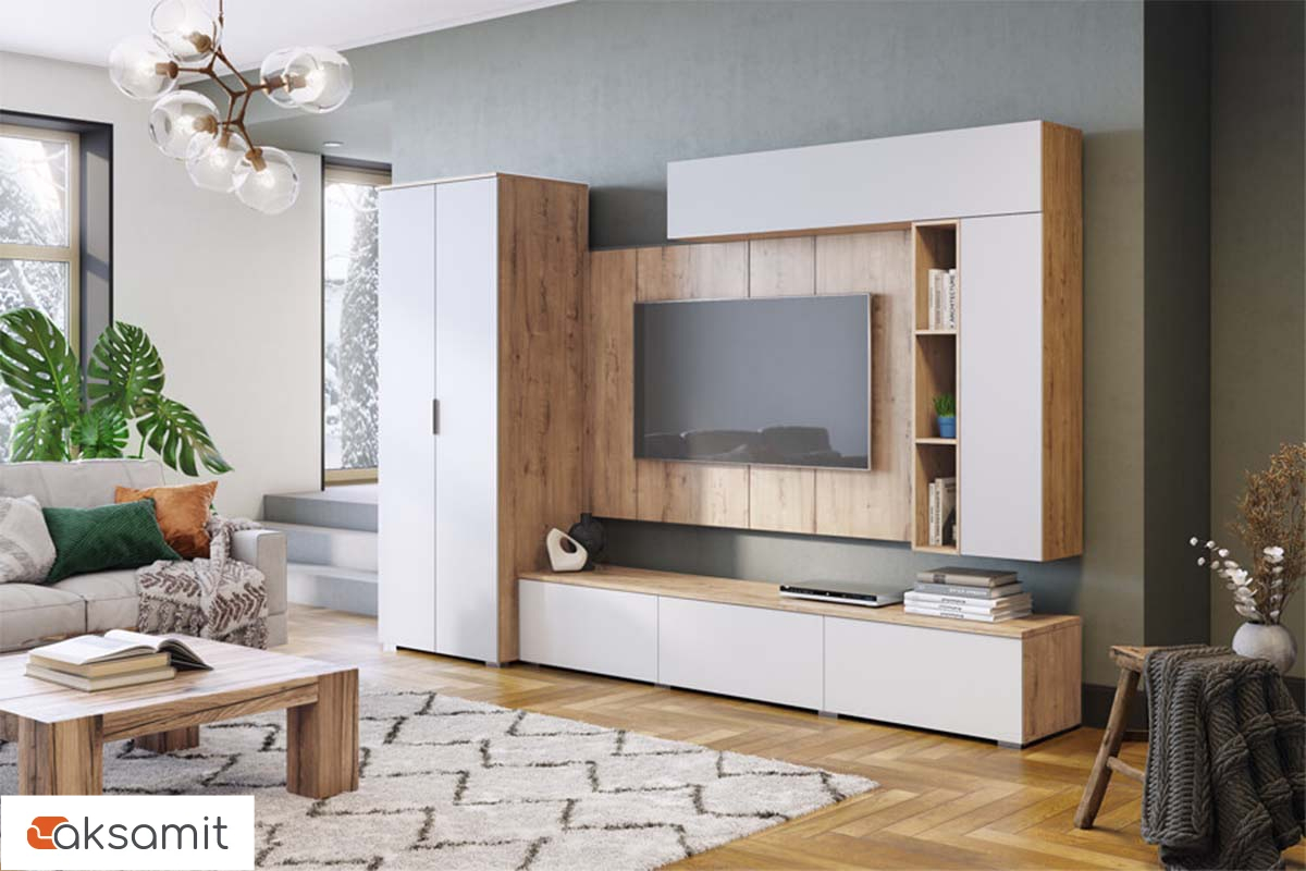 Гостиная Сканди (без панно) (Дуб бунратти / Белый бланш)