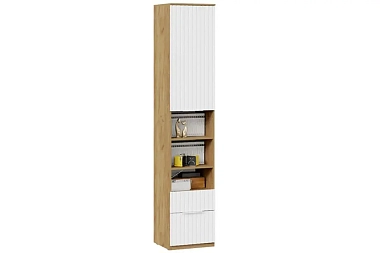 Шкаф комбинированный Хилтон с 1 дверью (2 ящика) Исп.2 (Дуб Крафт Золотой/Белый матовый)