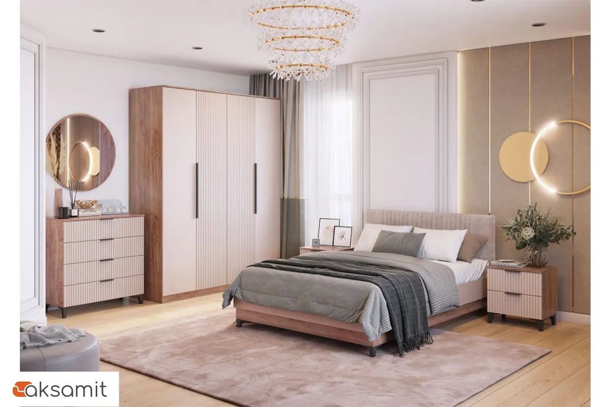 Тумба прикроватная Тоскана (Дуб Табачный/Бисквит)