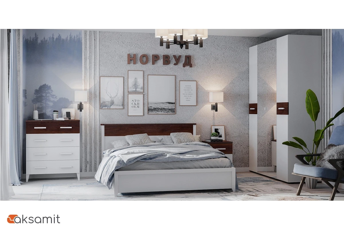Кровать Норвуд 31 без орт.основания 180х200 (Белый/Орех шоколадный) Кровать Норвуд 31 без орт.основания 180х200 (Белый/Орех шоколадный)