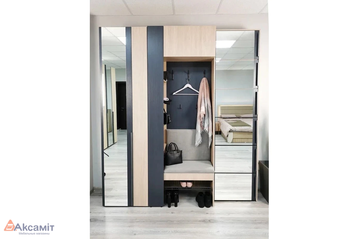 Шкаф для обуви с зеркалом Палермо №7 (Рейн Морион)