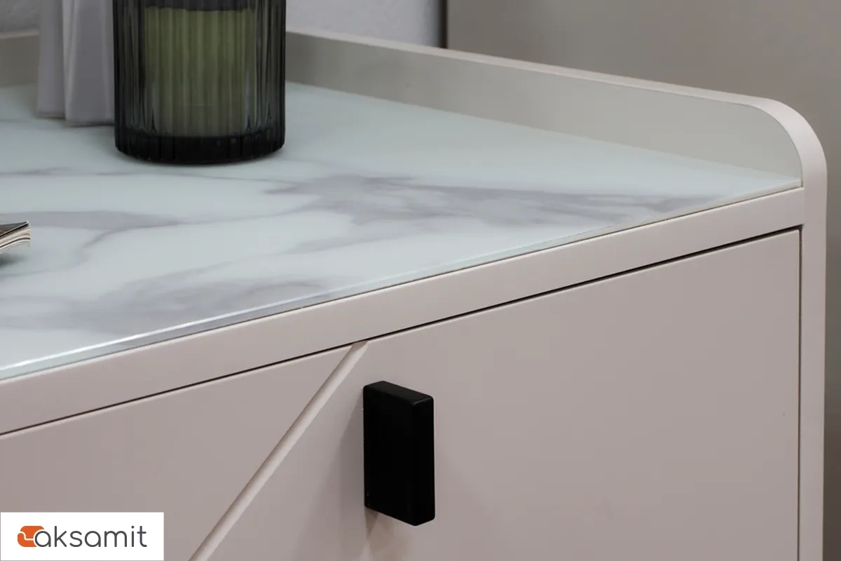 Комод Кашемир 4 ящ. (Кашемир/Сантьяго/Стекло матовое с фотопечатью)