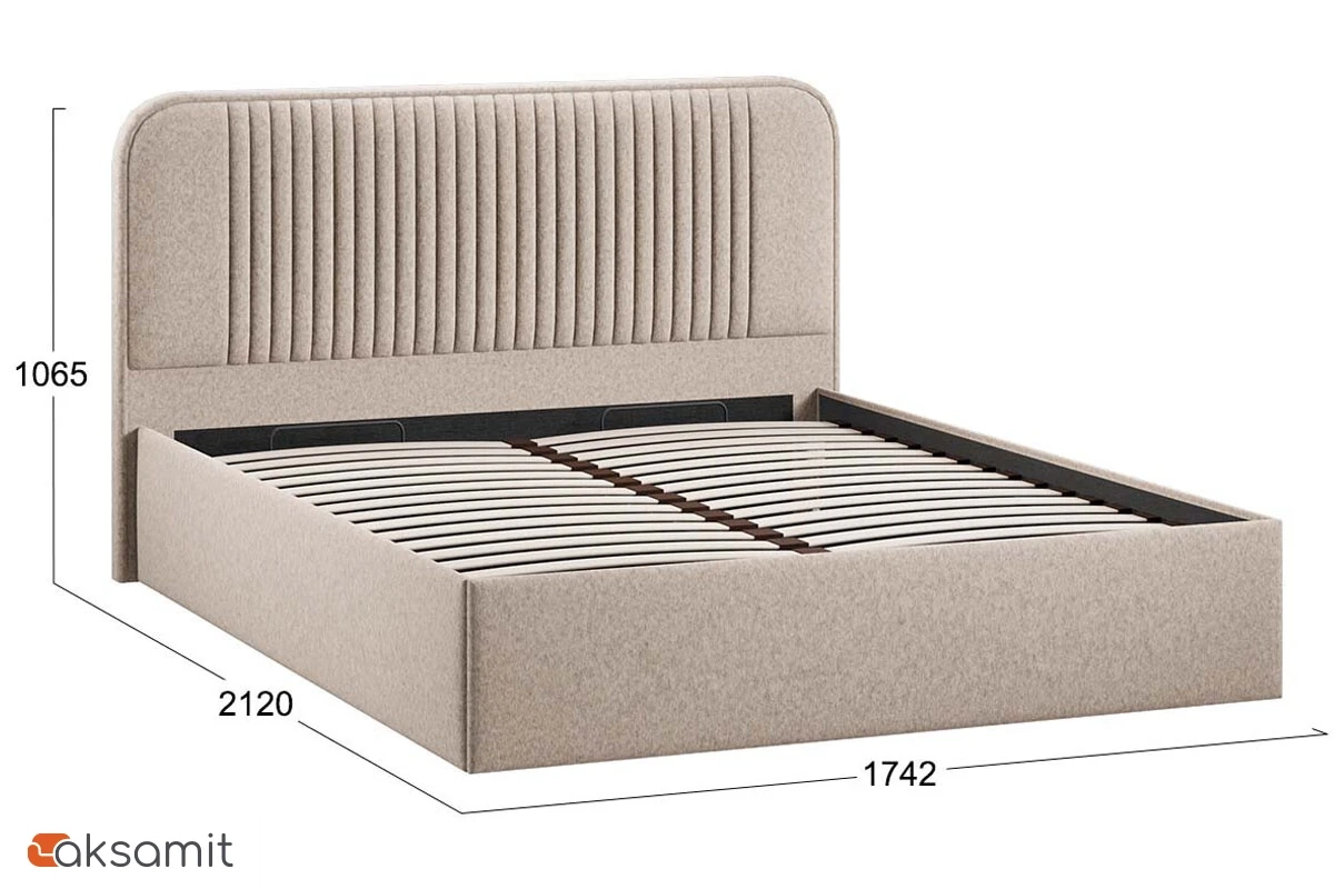 Кровать Тиффани c ПМ 160х200 Тип 1 (Микровелюр Jercy/Cream)