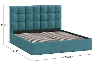 Кровать Эмбер с ПМ 160х200 Тип 1 (Микровелюр/Wellmart Indigo)
