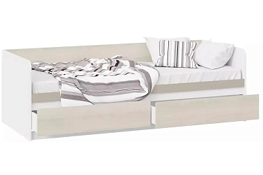 Кровать с накладкой Сканди СМ-386.12.002 (Дуб Гарден/Белая/Глиняный серый)