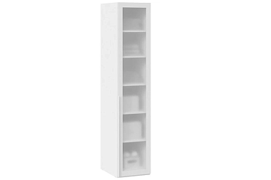 Шкаф для белья Порто СМ-393.07.008 (580) с 1 дверью со стеклом (Белый Жемчуг/Стекло сатин белое)