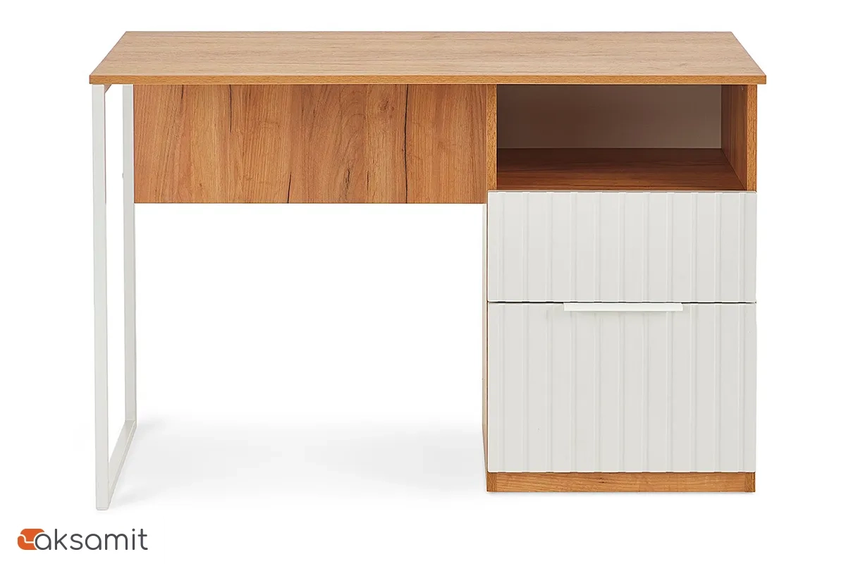 Стол письменный Хилтон Тип 1 (Дуб Крафт Золотой/Белый матовый)