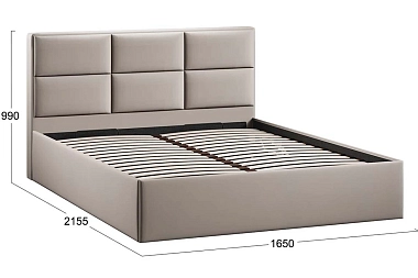 Кровать Стелла c ПМ Тип 1 без заглушины 160х200 (Велюр/Confetti Smoke)