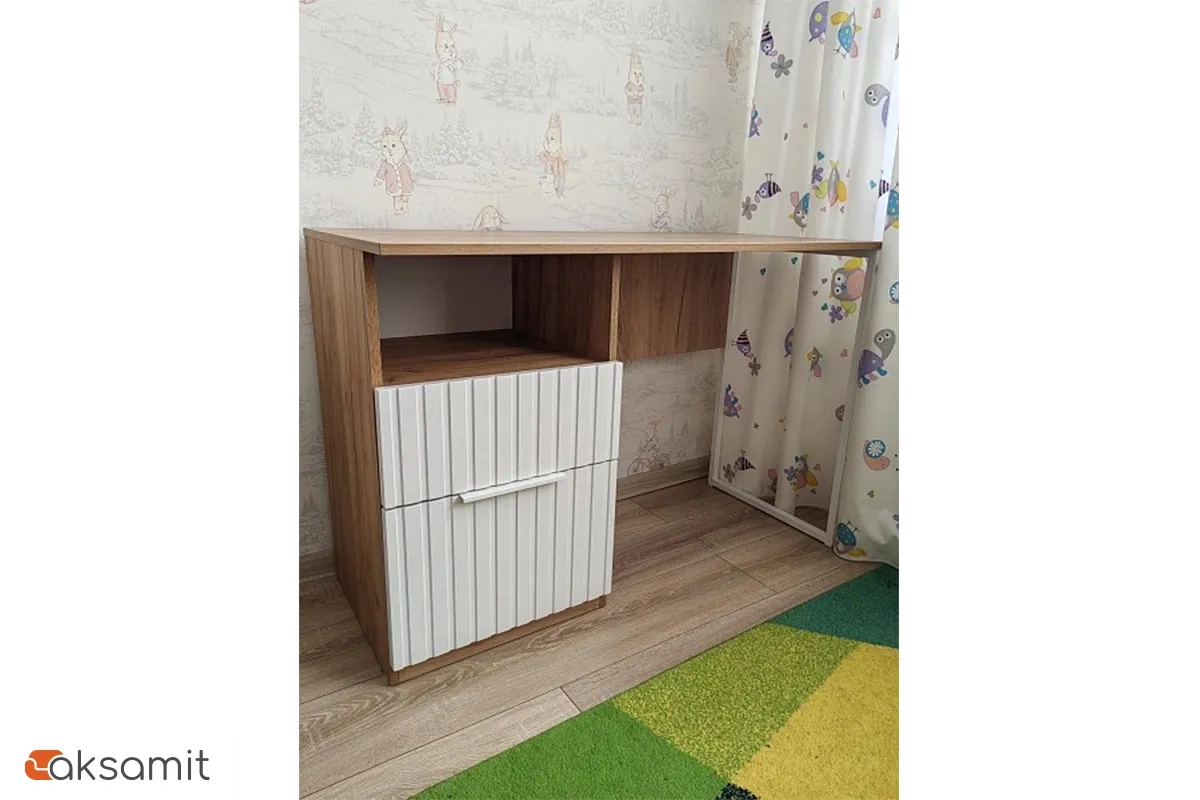 Стол письменный Хилтон Тип 1 (Дуб Крафт Золотой/Белый матовый)