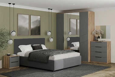 Спальный гарнитур Астория №1 / без кровати (Дуб кастелло медовый / Графит софт) фото