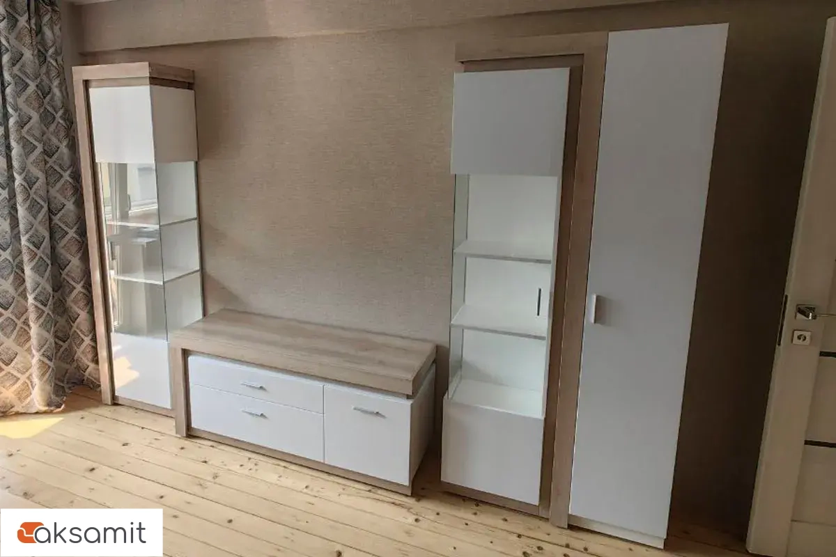 Шкаф-витрина Люмен 5 белый снег глянец