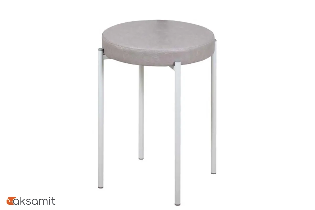 Табурет Дора каркас белый, экокожа (Стандарт серый) СРП-006