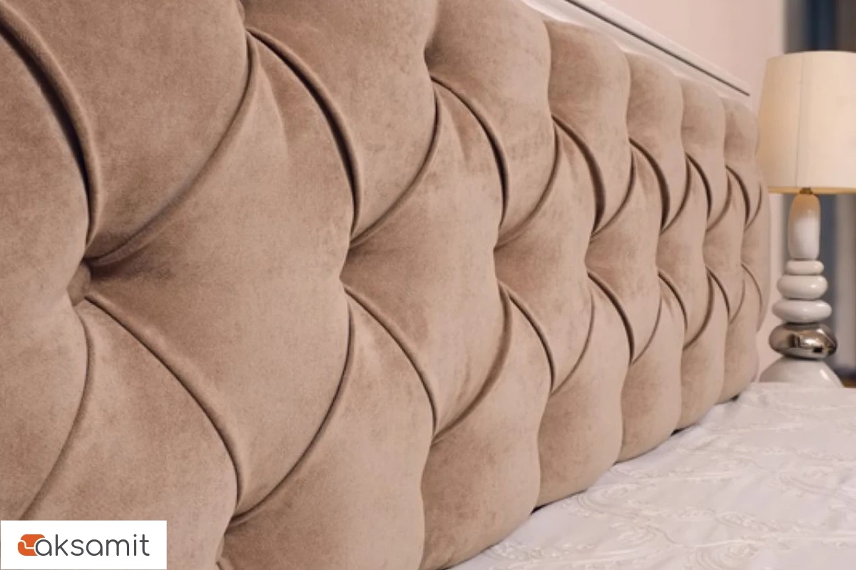 Кровать Paola 308 Люкс с патиной и ПМ 140х200 (Ясень Анкор светлый/Furor Brown Grey патина)