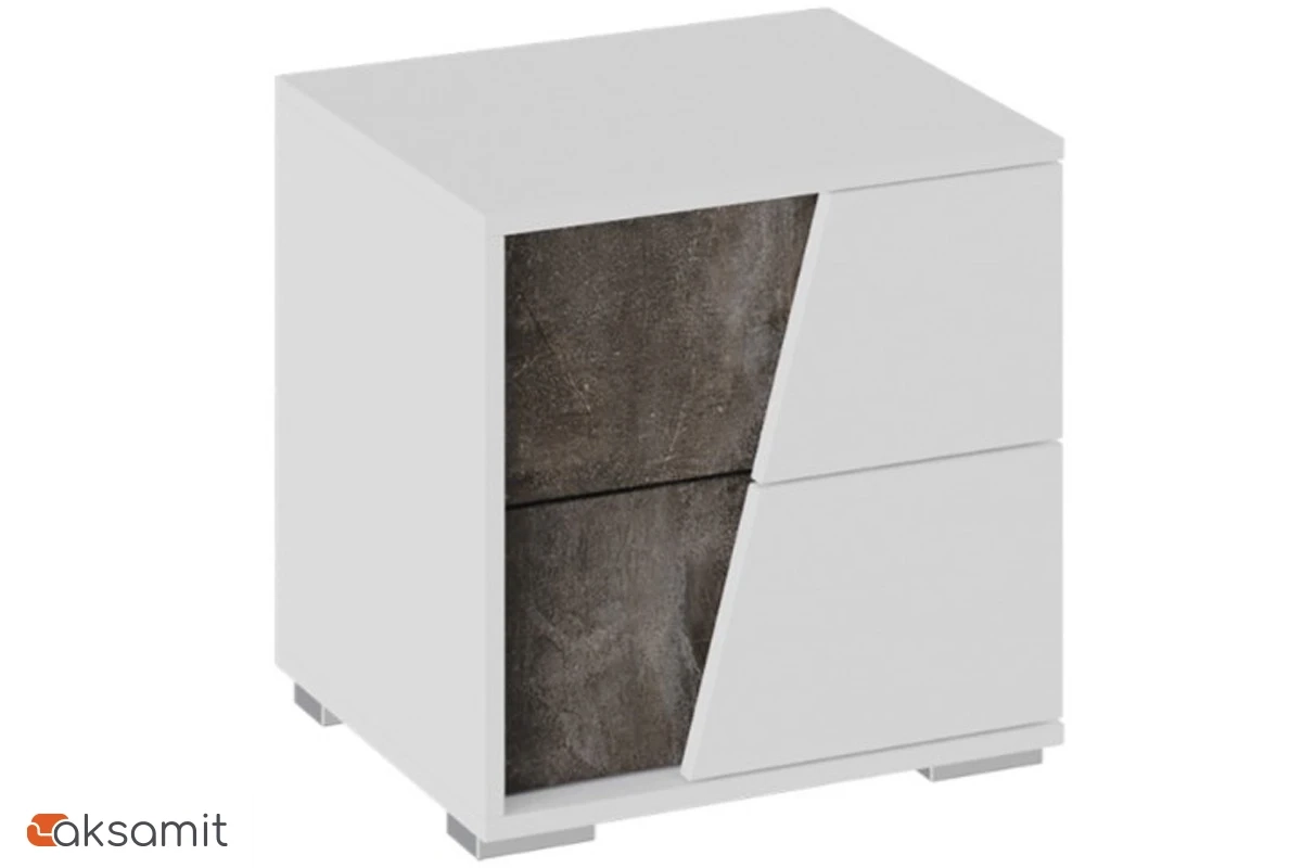 Тумба прикроватная Клео правая (Белый ясень/Ателье темное)