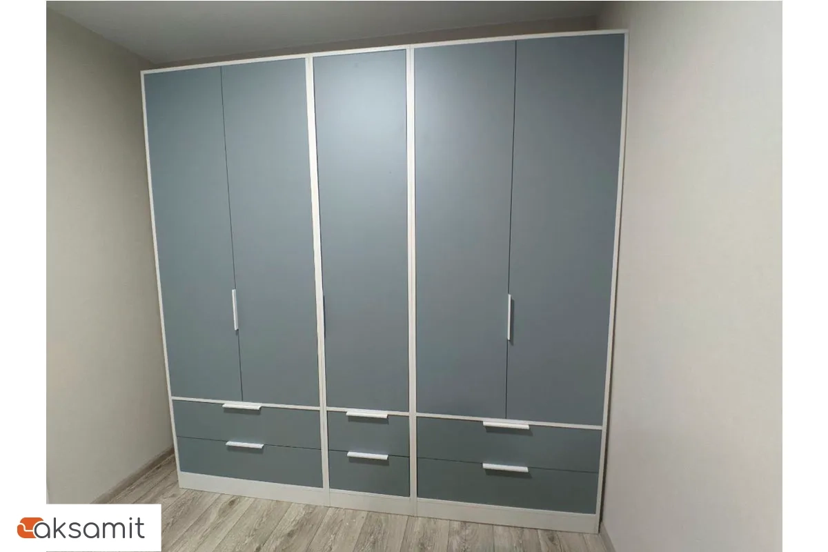 Шкаф для одежды Марли (Белый/Серо-голубой)