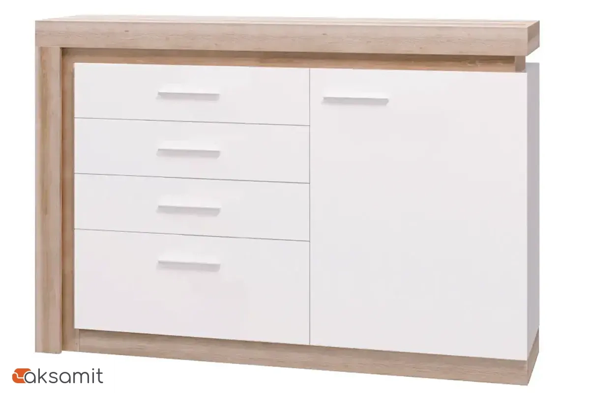 Комод Люмен 3 белый снег глянец