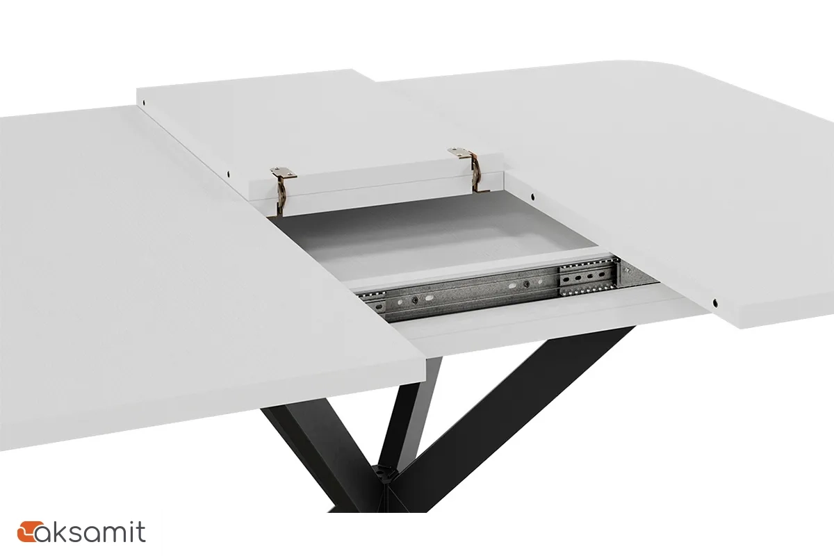 Стол обеденный Лиссабон раздвижной Тип 1 (Черный муар / Белый)