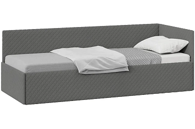 Кровать одинарная Рино 80х200  (Велюр/Серый)