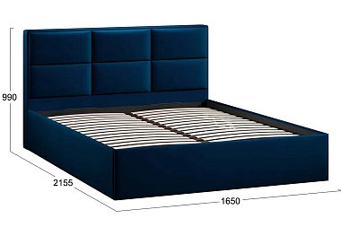 Кровать Стелла c ПМ Тип 1 без заглушины 160х200 (Велюр/Confetti Blue)