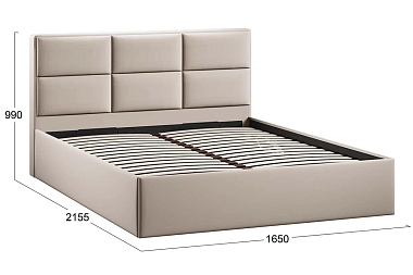 Кровать Стелла c ПМ Тип 1 без заглушины 160х200 (Велюр/Confetti Cream)