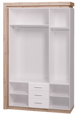 Шкаф для одежды с ящиками 3-х дверный с зеркалом Люмен 15 фото