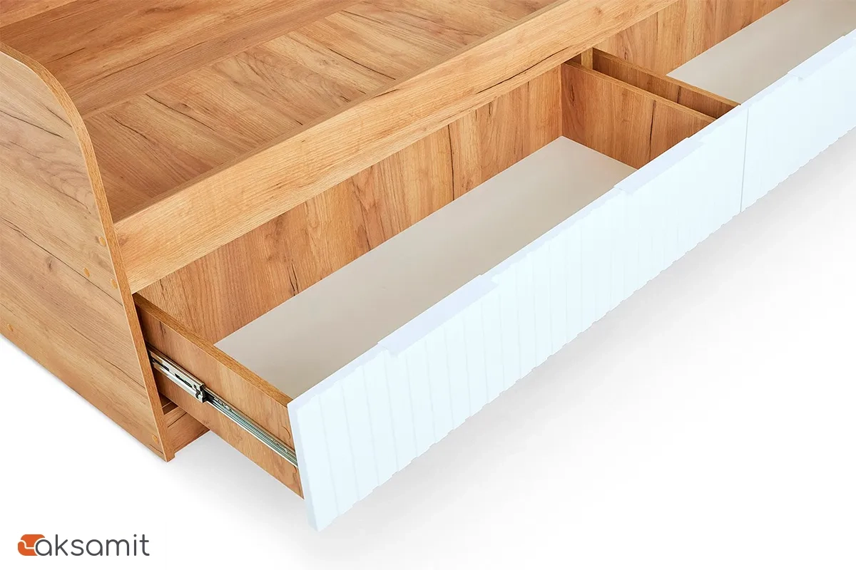 Кровать комбинированная Хилтон 90х200 Тип 1 (Дуб Крафт Золотой/Белый матовый)