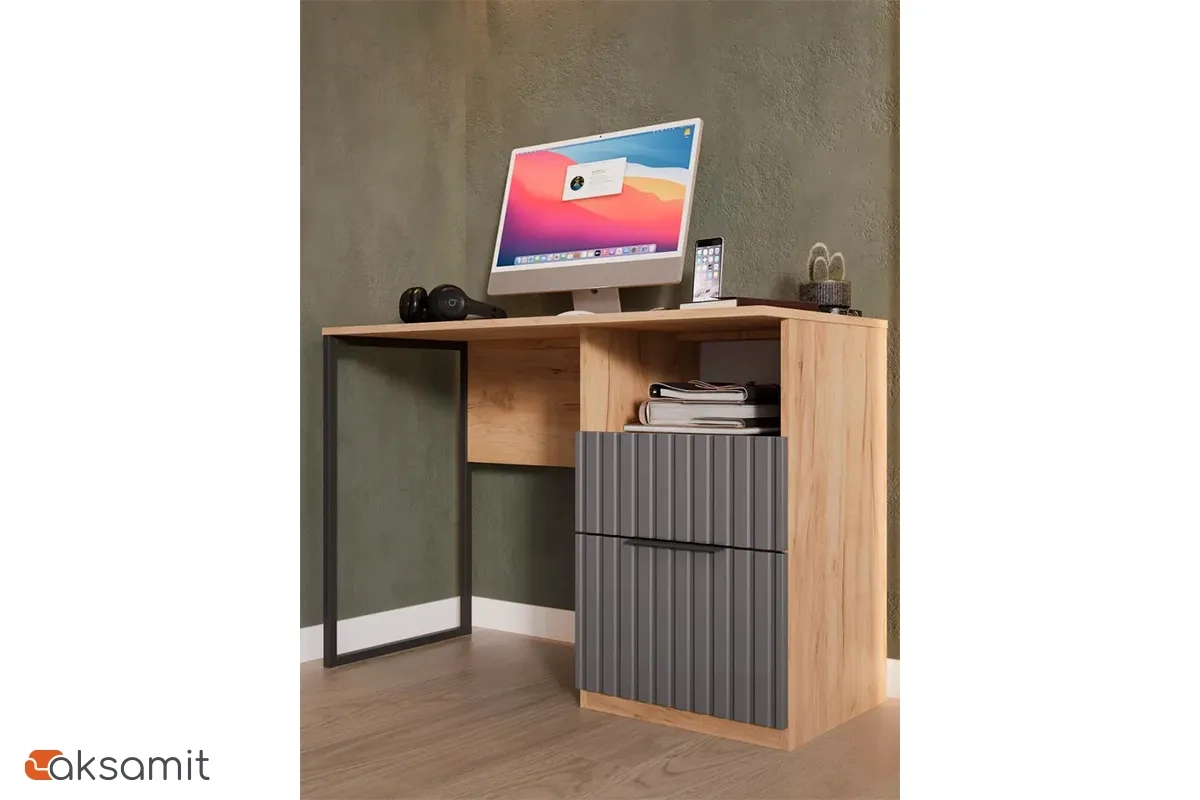 Стол письменный Хилтон Тип 1 (Дуб Крафт золотой/Графит матовый)