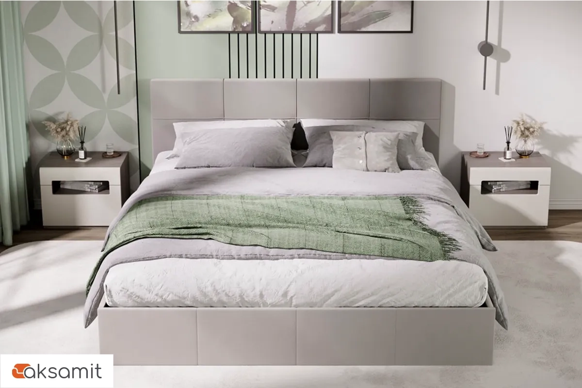 Кровать Лора с ПМ и заглушиной 180х200 (Велюр / Confetti Smoke)