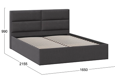 Кровать Глосс универсальная Тип 1 без ПМ 160х200 (Велюр/Графит)