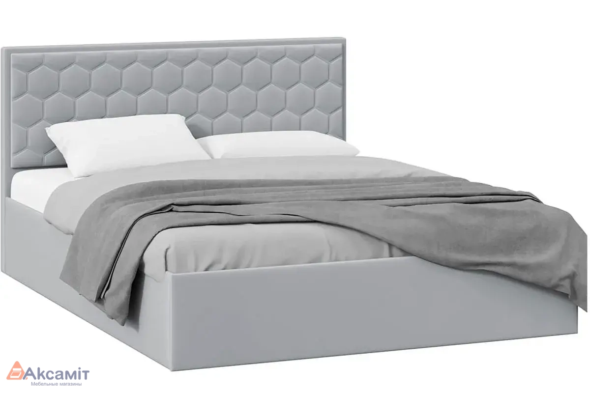 Кровать универсальная Порто с ПМ 160х200 без заглушины (Велюр/Confetti Silver)