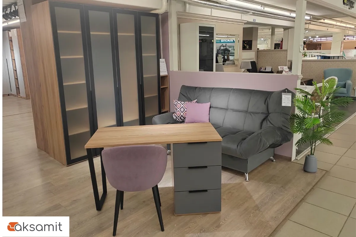 Стол письменный с тумбой Порто СМ-393.15.011 (Яблоня Беллуно/Графит софт)