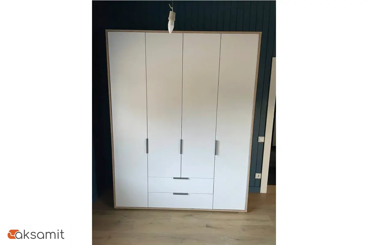 Шкаф четырехдверный Николь Мод.8 (Белый/Дуб Альпийский)