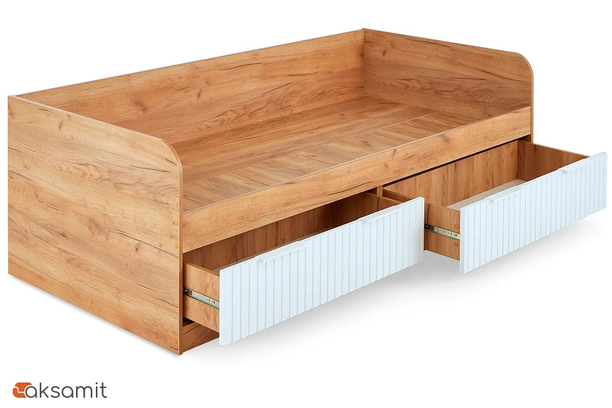 Кровать комбинированная Хилтон 90х200 Тип 1 (Дуб Крафт Золотой/Белый матовый)