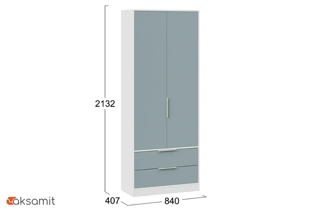 Шкаф для одежды Марли (Белый/Серо-голубой)