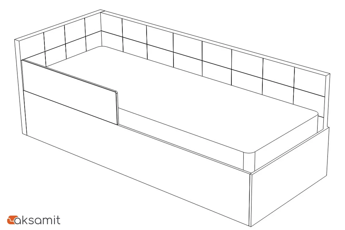 Защитный бортик односпальной кровати Джеки/Мика Newtone Antracite (Серый)