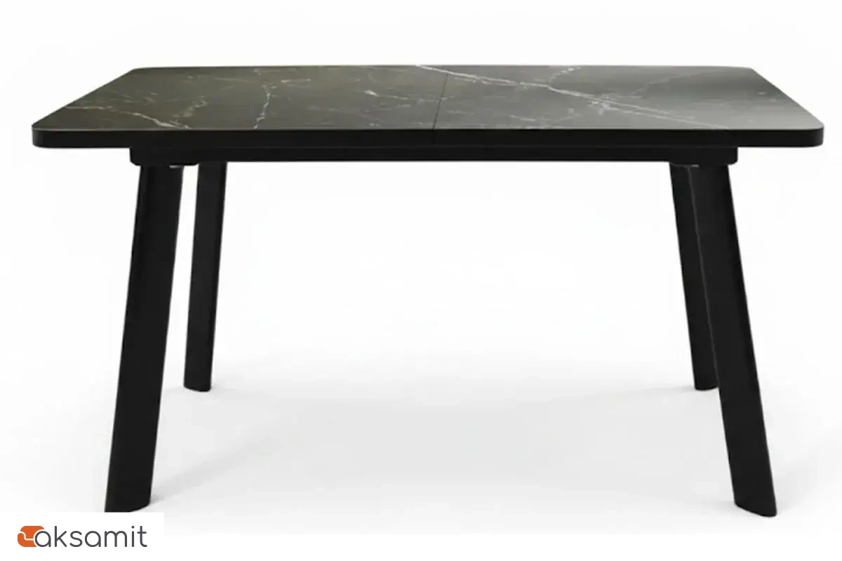 Стол обеденный Норд 1400х800 (Керамика YB90200B6 Matte Черный мрамор / ЛДСП с черной кромкой / Металл черный)