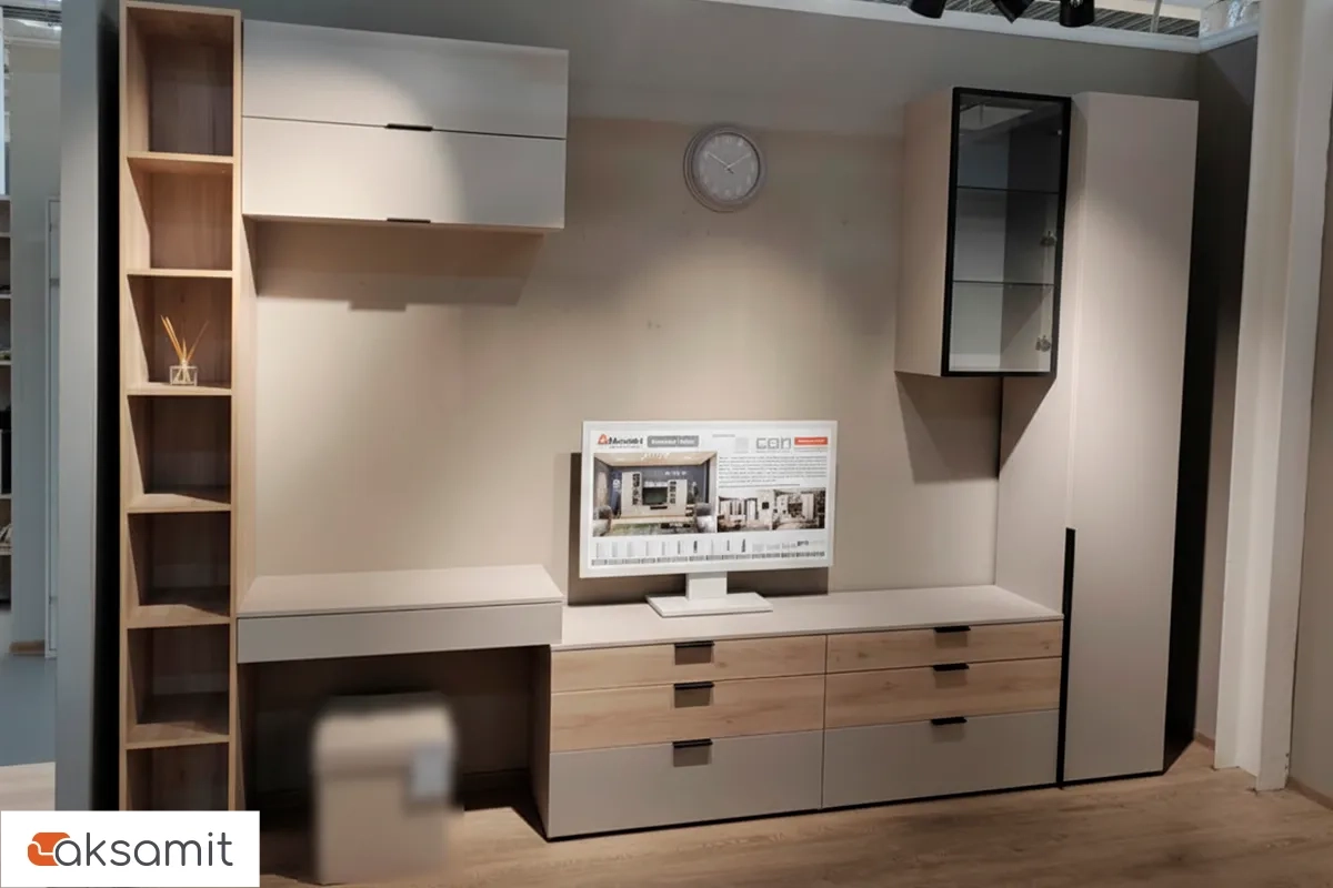 Гостиная Мария комплект 3 (Дымчато-серый/Дуб Мария)