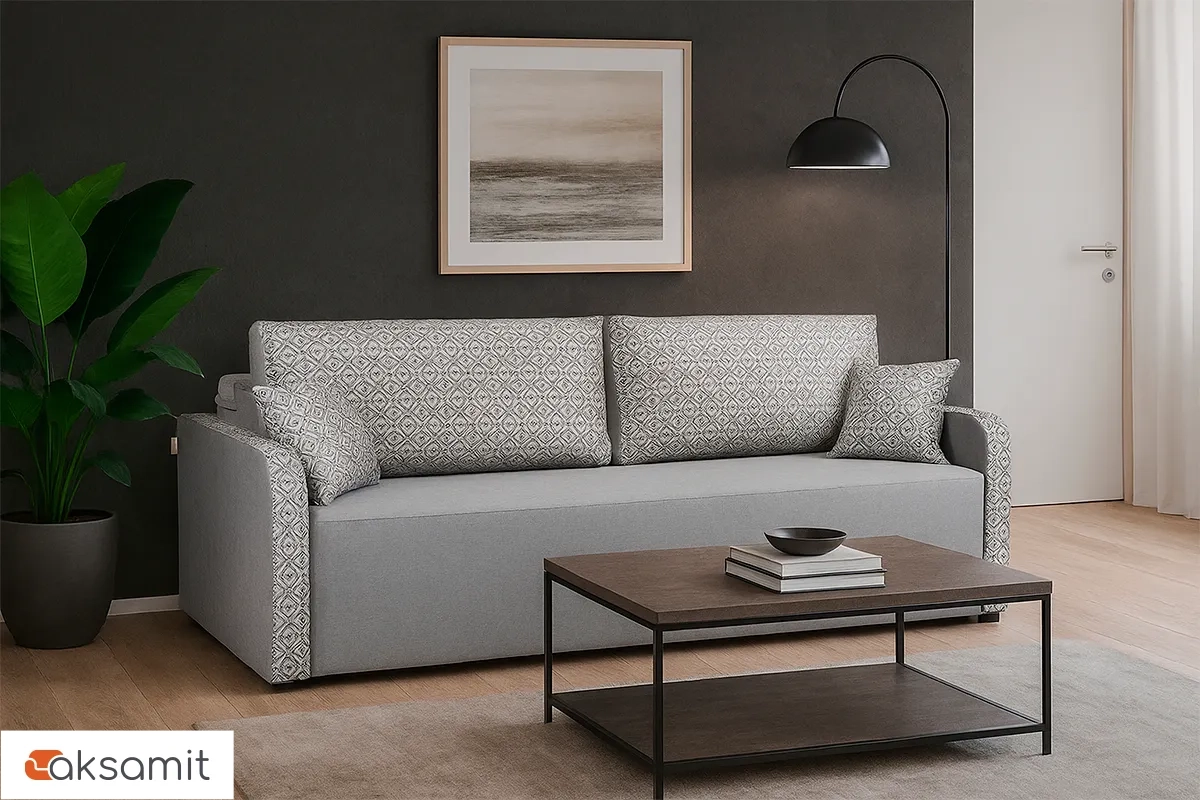 Диван прямой BRICK-2 L (Набивные подушки/Отстрочка) Тексопарк Clever Dove