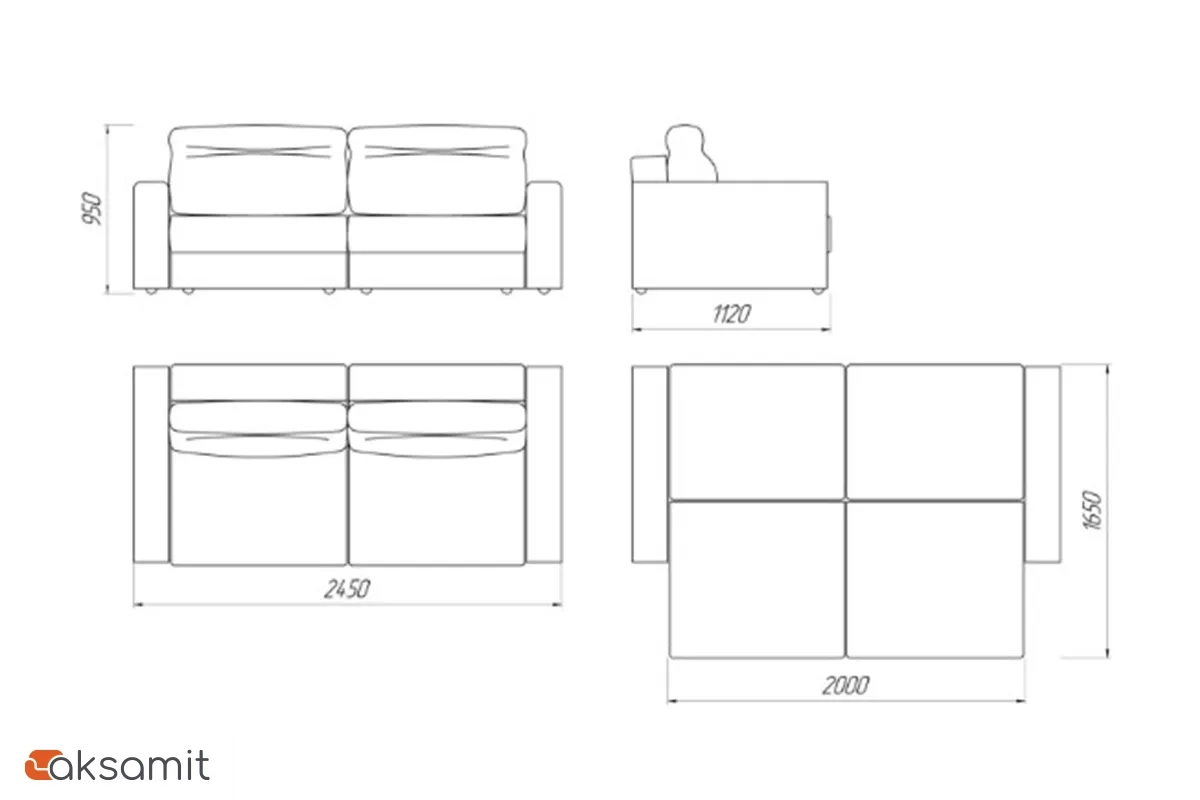 Диван Vega 2 (Набивные подушки / Отстрочка / НПБ) Джекпот - Дав (11) (Светло-серый)