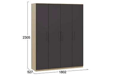 Шкаф комбинированный Агата с 4-мя дверями (Вяз благородный/Базальт)