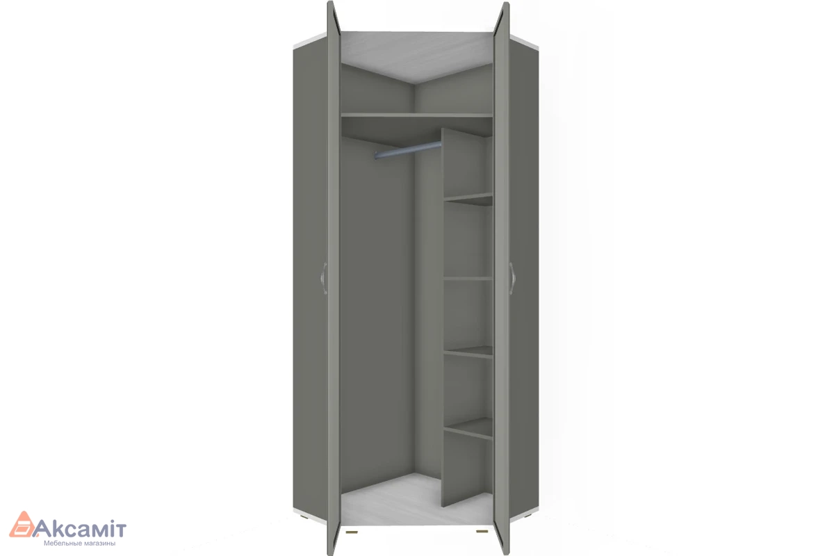 Шкаф угловой для одежды и белья ШК-1015-СЯ-СО (Снежный Ясень/Серый Оникс)