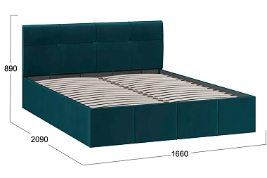 Кровать Лора с ПМ 160х200 (Велюр/Confetti Izumrud)