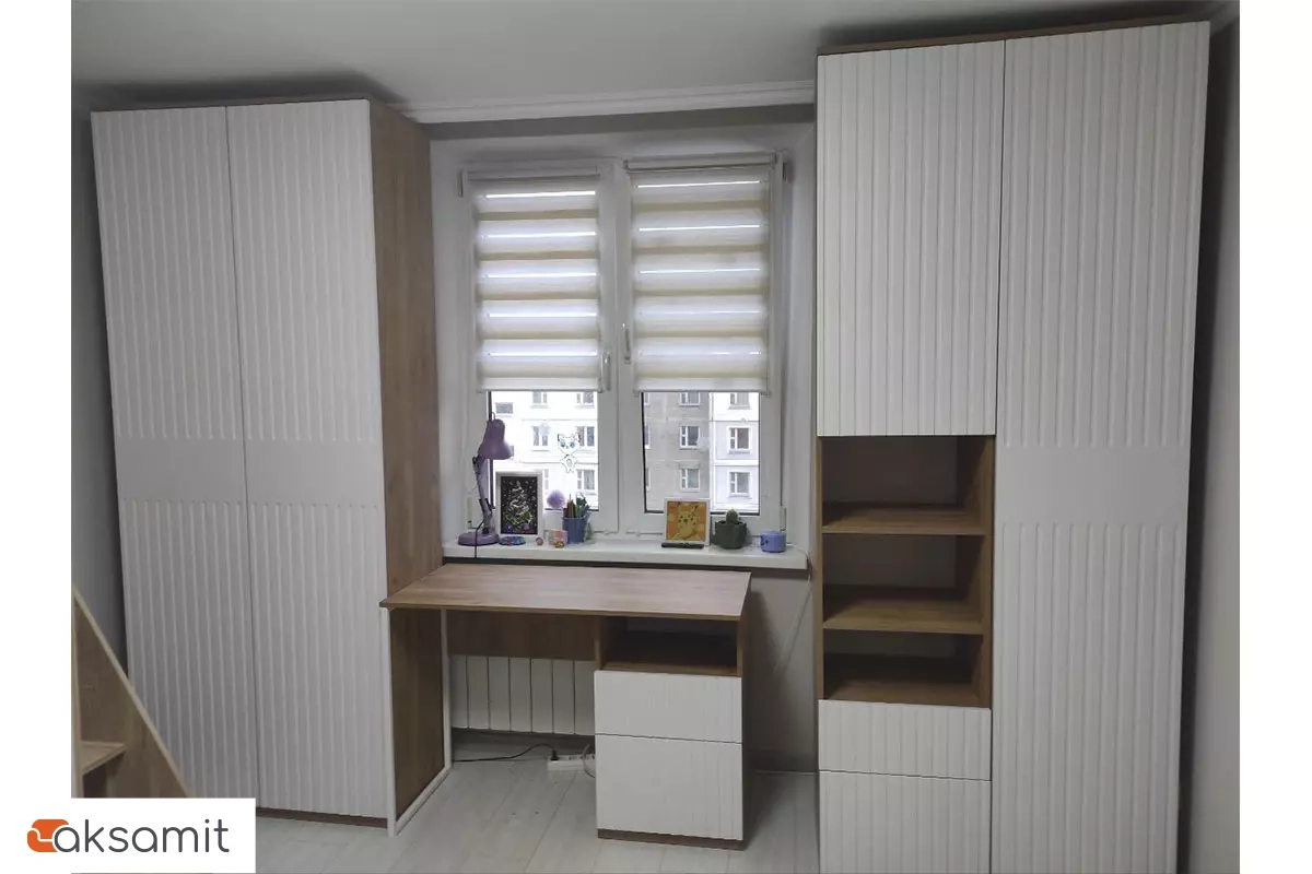 Стол письменный Хилтон Тип 1 (Дуб Крафт Золотой/Белый матовый)